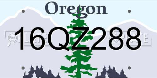 16QZ288 Oregon License Plate