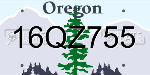 16QZ755 Oregon License Plate