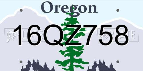 16QZ758 Oregon License Plate