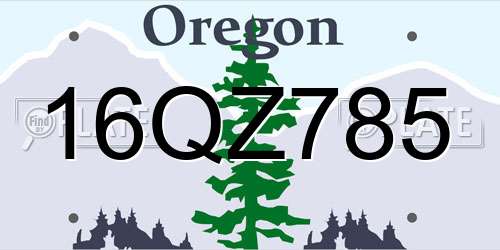 16QZ785 Oregon License Plate