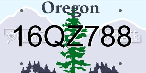 16QZ788 Oregon License Plate