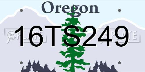 16TS249 Oregon License Plate