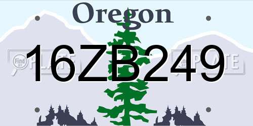 16ZB249 Oregon License Plate