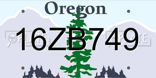 16ZB749 Oregon License Plate