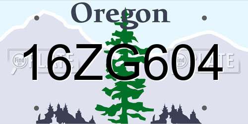16ZG604 Oregon License Plate