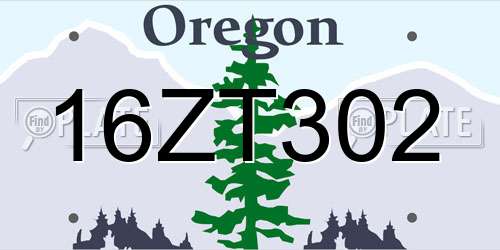 16ZT302 Oregon License Plate