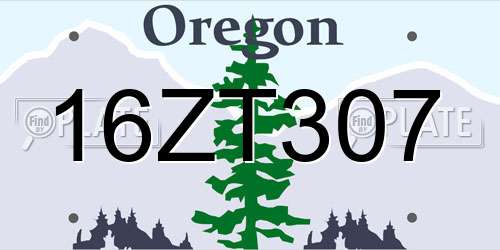 16ZT307 Oregon License Plate