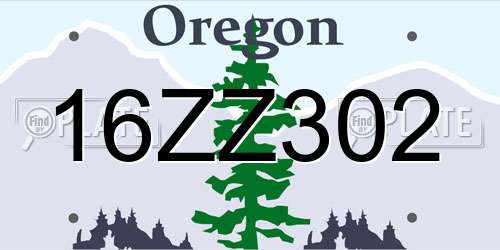 16ZZ302 Oregon License Plate