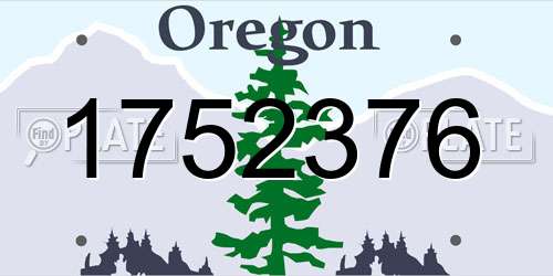 1752376 Oregon License Plate