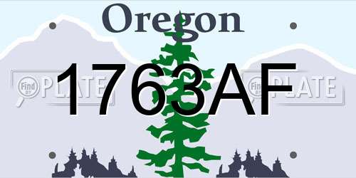 1763AF Oregon License Plate