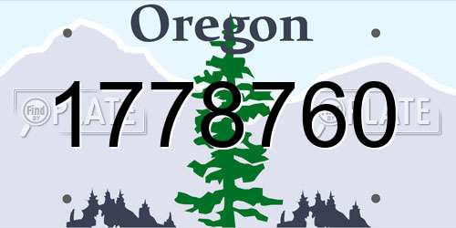 1778760 Oregon License Plate