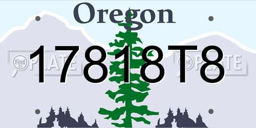 17818T8 Oregon License Plate