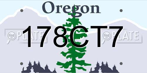 178CT7 Oregon License Plate