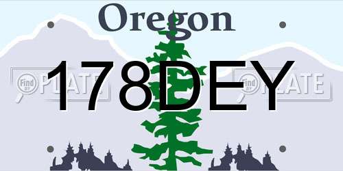 178DEY Oregon License Plate