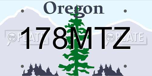 178MTZ Oregon License Plate