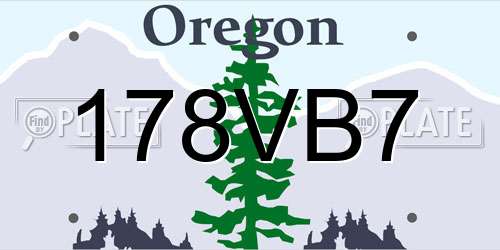 178VB7 Oregon License Plate