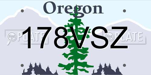 178VSZ Oregon License Plate