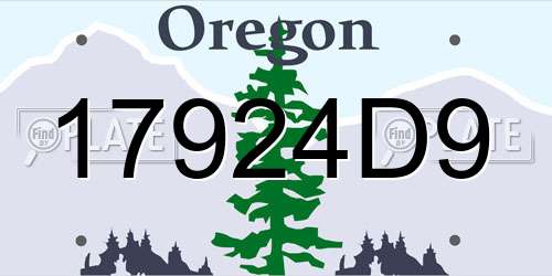 17924D9 Oregon License Plate