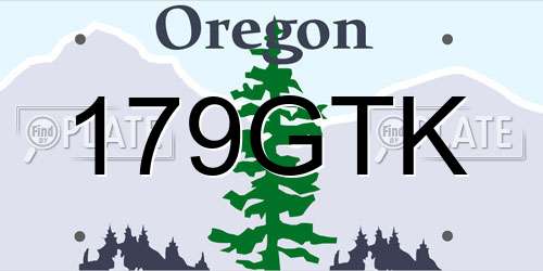 179GTK Oregon License Plate