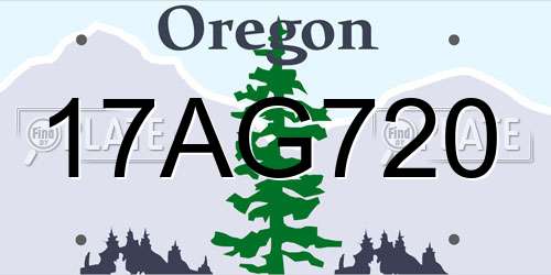 17AG720 Oregon License Plate