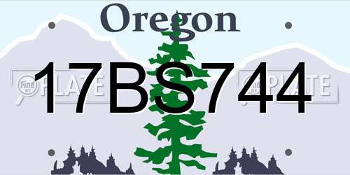 17BS744 Oregon License Plate