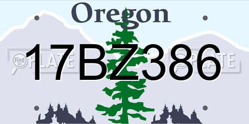 17BZ386 Oregon License Plate
