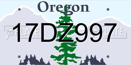 17DZ997 Oregon License Plate