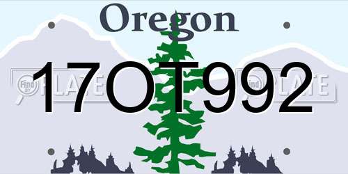 17OT992 Oregon License Plate