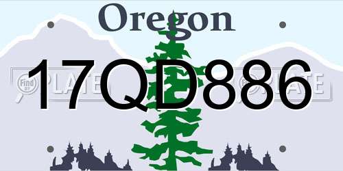 17QD886 Oregon License Plate