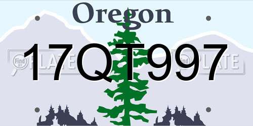 17QT997 Oregon License Plate