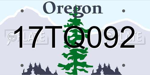 17TQ092 Oregon License Plate