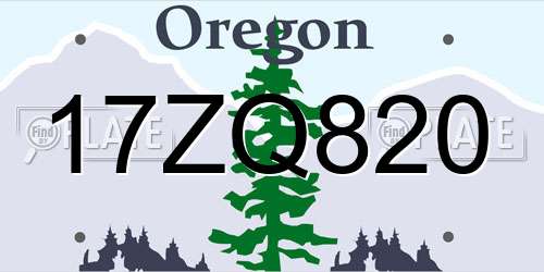 17ZQ820 Oregon License Plate