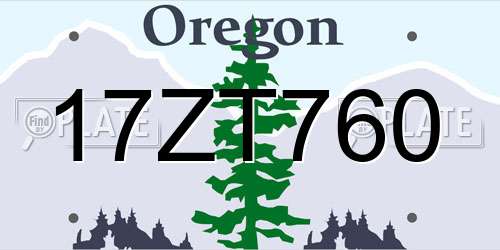 17ZT760 Oregon License Plate