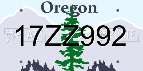 17ZZ992 Oregon License Plate