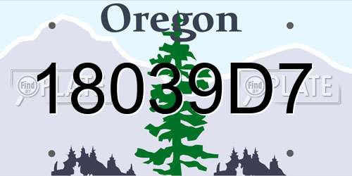 18039D7 Oregon License Plate