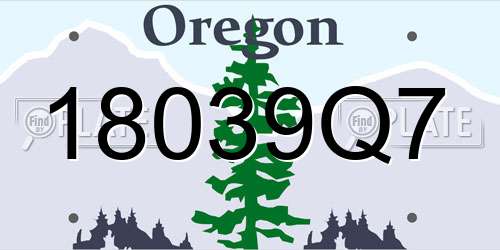 18039Q7 Oregon License Plate