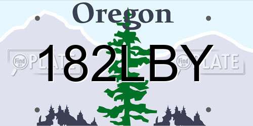 182LBY Oregon License Plate