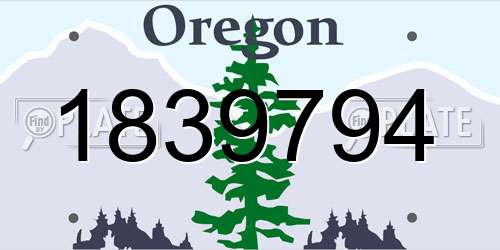 1839794 Oregon License Plate