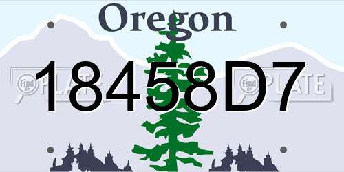 18458D7 Oregon License Plate