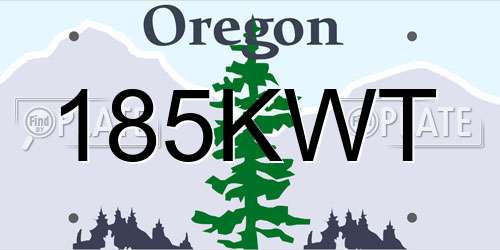 185KWT Oregon License Plate
