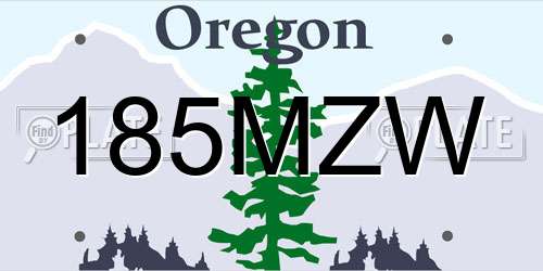 185MZW Oregon License Plate