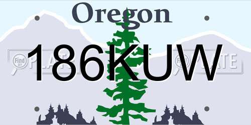 186KUW Oregon License Plate