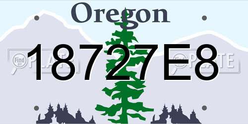 18727E8 Oregon License Plate
