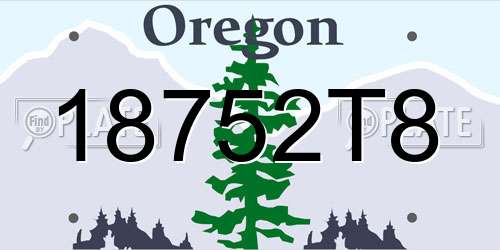 18752T8 Oregon License Plate