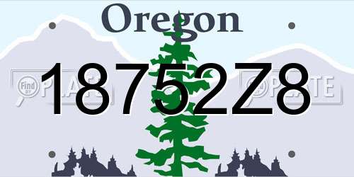 18752Z8 Oregon License Plate