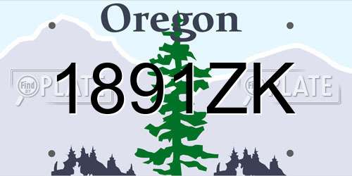 1891ZK Oregon License Plate
