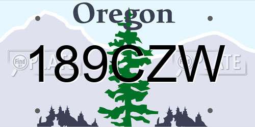 189CZW Oregon License Plate