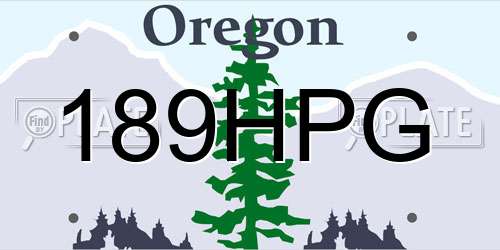 189HPG Oregon License Plate