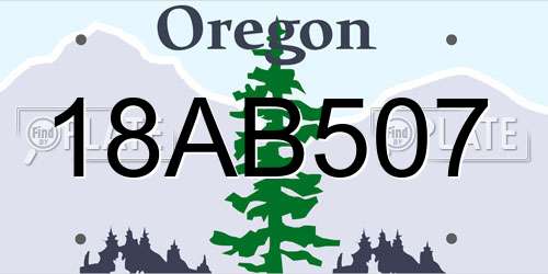 18AB507 Oregon License Plate