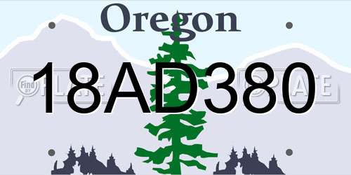 18AD380 Oregon License Plate